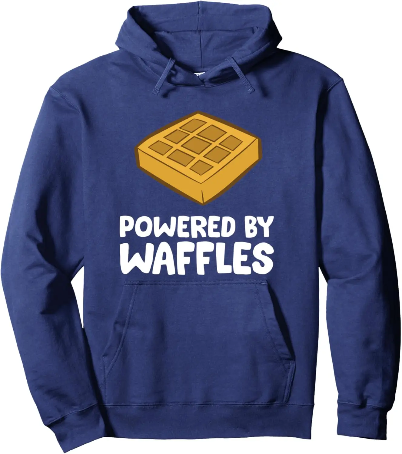 Powered By Waffles Funny Breakfast Waffles Pullover Hoodie Unisex Autumn Streetwear Tops Customizable Sweatshirt