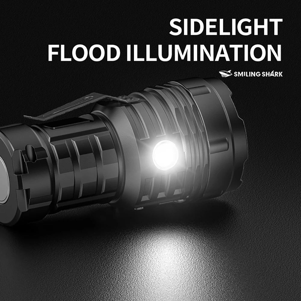 1pc Smiling Shark SD-5295 LED Flashlight, Super Bright Handheld Flashlight, Long-lasting Flash Light Rechargeable for Outdoors
