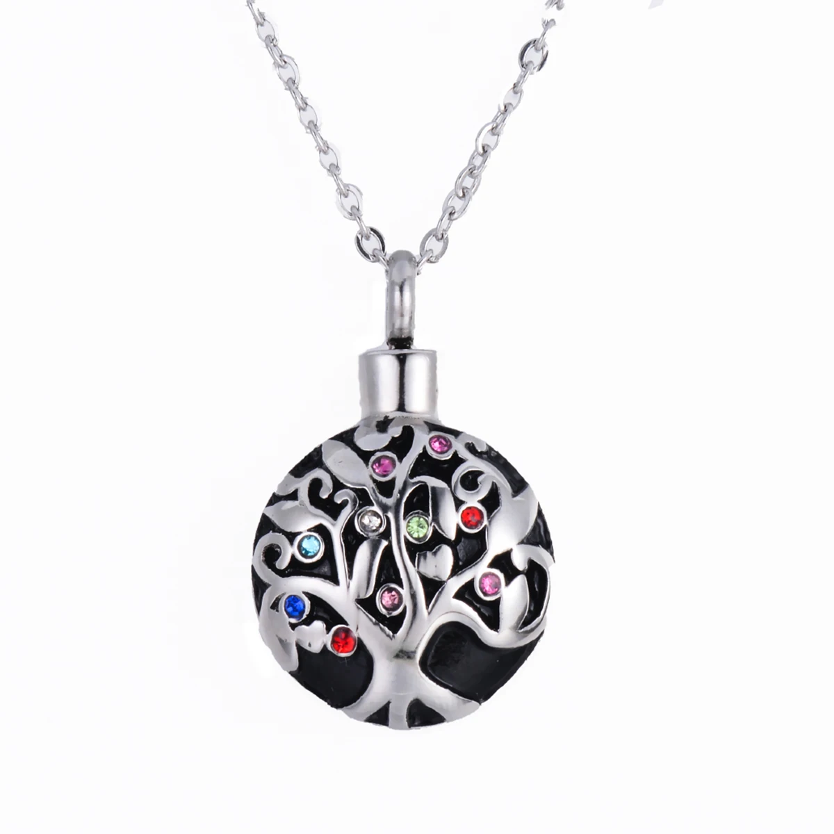 Stainless Steel Family Tree of Life Cremation Jewelry Urn Necklaces for Ashes Keepsake Holder Memorial Necklace Pendant