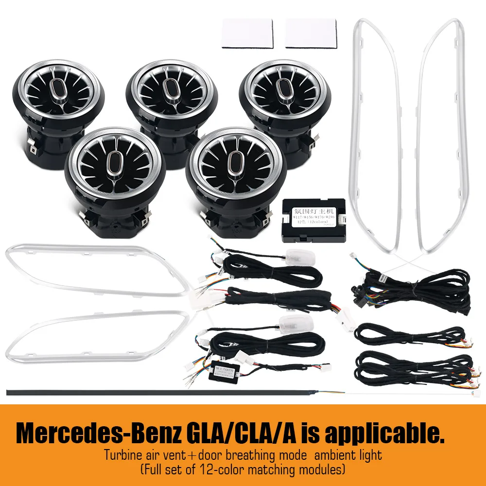 Led 12/64 Kleuren Omgevingsverlichting Voor Mercedes-Benz A/CLA W176/CLA W117/GLA W156 Led Auto Ventilatieopeningen Turbine Nozzle Versieren Verlichting