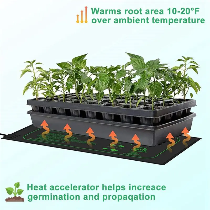 AT63-2X 50W Seedling Heat Mat With Thermostat With Temperature Setting From 5℃ To 42℃ For Plants Growth,Germination EU Plug