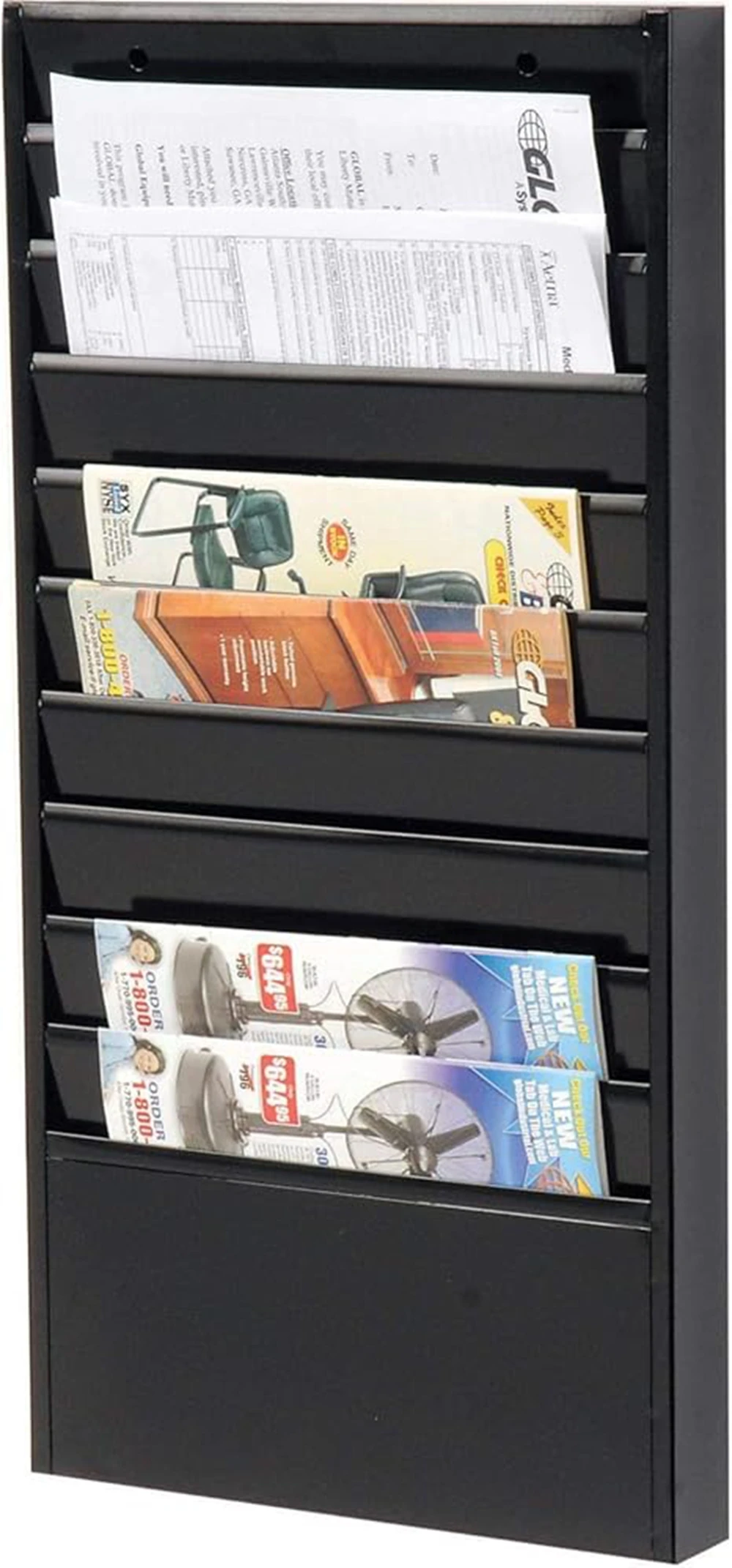 

Global Industrial Steel Medical Chart Hanging Wall File Holder, 10 Pockets, Black