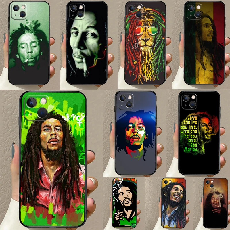 Reggae Bob Marley Phone Case For iPhone 16 15 14 11 12 13 Pro Max Mini Plus X XS Max XR Cover Coque