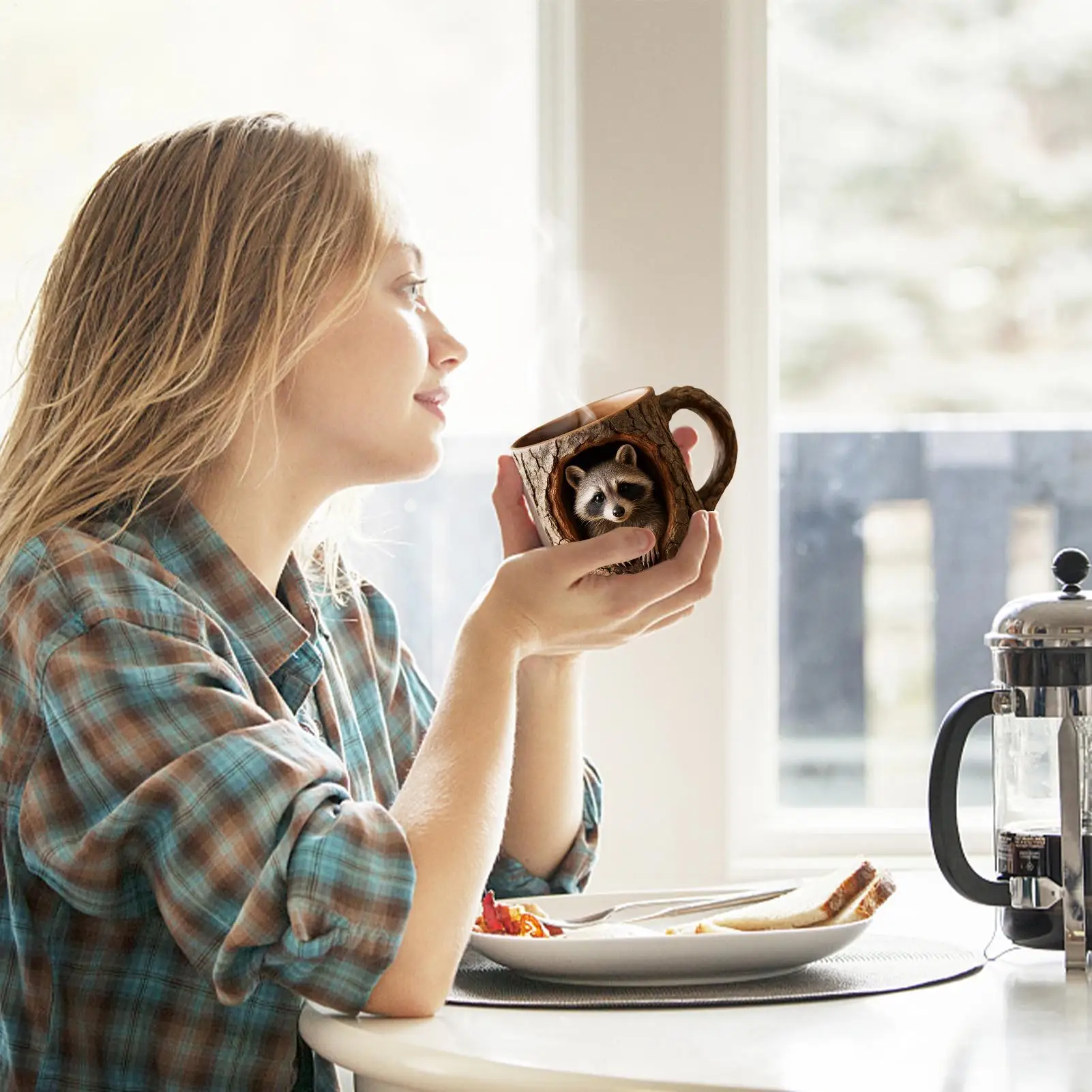 

3D Mug 11 Oz Tree Hole Animal Novelty Coffee Mugs Reusable Drink Cups for Morning Routine Personal Collection Men Women Work