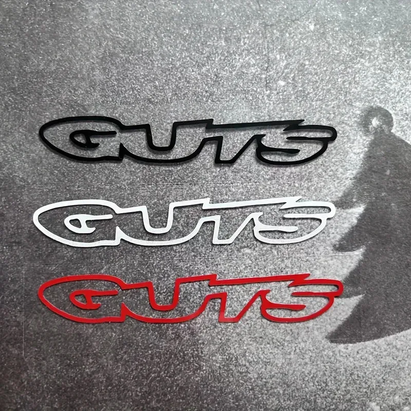 Adesivos de Letras GUTS em Preto/Branco/Vermelho, Decalque de Vinil à Prova d'Água para Decoração de Carro, Moto, Bicicleta e Capacete