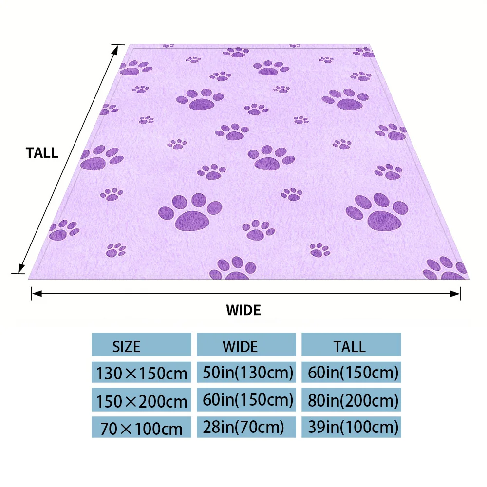Lavender Paw Sofa Specific Soft Flannel Blanket, Universal Plush Gift Blanket For All Seasons