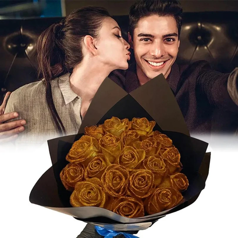 10/30 pezzi 7/6 cm Glitter fiore artificiale rosa Festa della mamma/San Valentino ragazza amica moglie bouquet fai da te regali per il matrimonio Compleanno