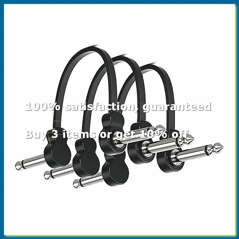 3 Pack Guitar Patch Cables, Right-Angle Flat Patch Cable Pedal Board Cable, Guitar Pedal Accessories