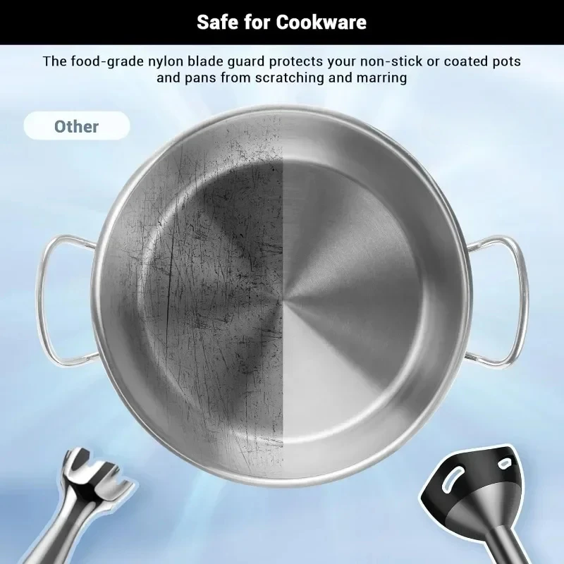 Hand Mixer Scratch Resistant Turbo Mode Heavy Duty Copper Motor Stainless Steel Smart Stick with Whisk and Chopper