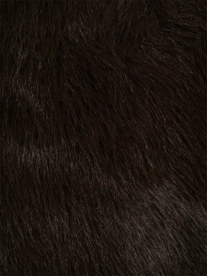 سترة نسائية 2025 خريف نمط جديد بني داكن بلا أكمام تأثير الفراء الصناعي سترة دافئة عصرية وغير رسمية متعددة الاستخدامات