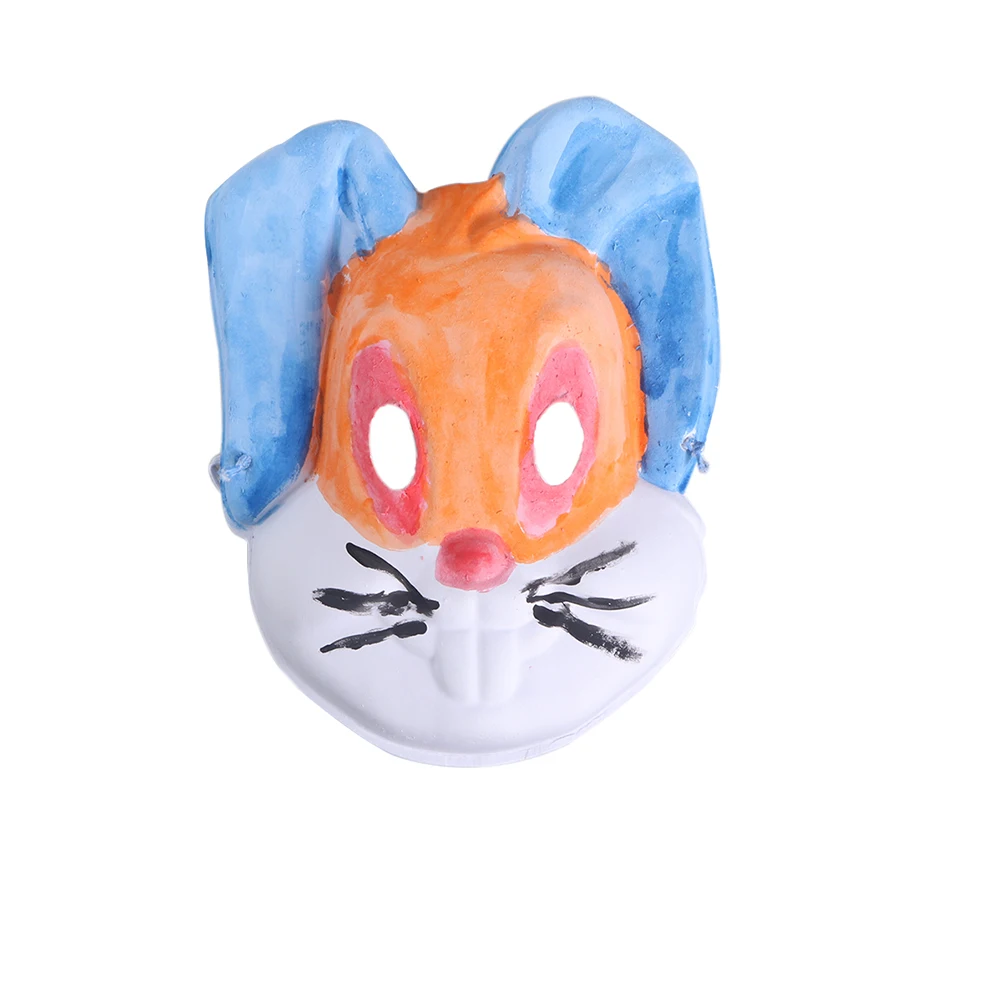 

Rabbit Cosplay Masks Animal Pulp Eco-friendly Make up Masquerade Child White for Painting
