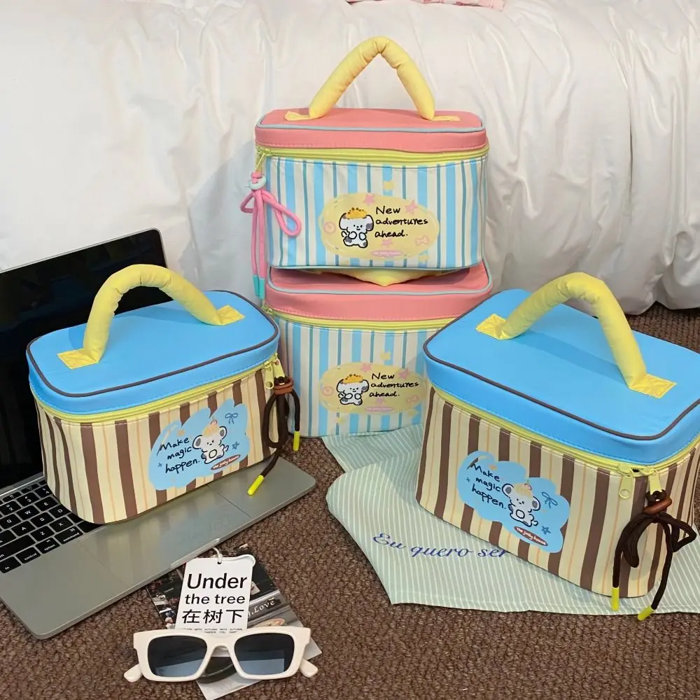 

Lovely Multi Functional Cute Makeup Bag Cartoon Puppy Large Capacity Handheld Cosmetic Case Square Zipper Lunch Bag Travel