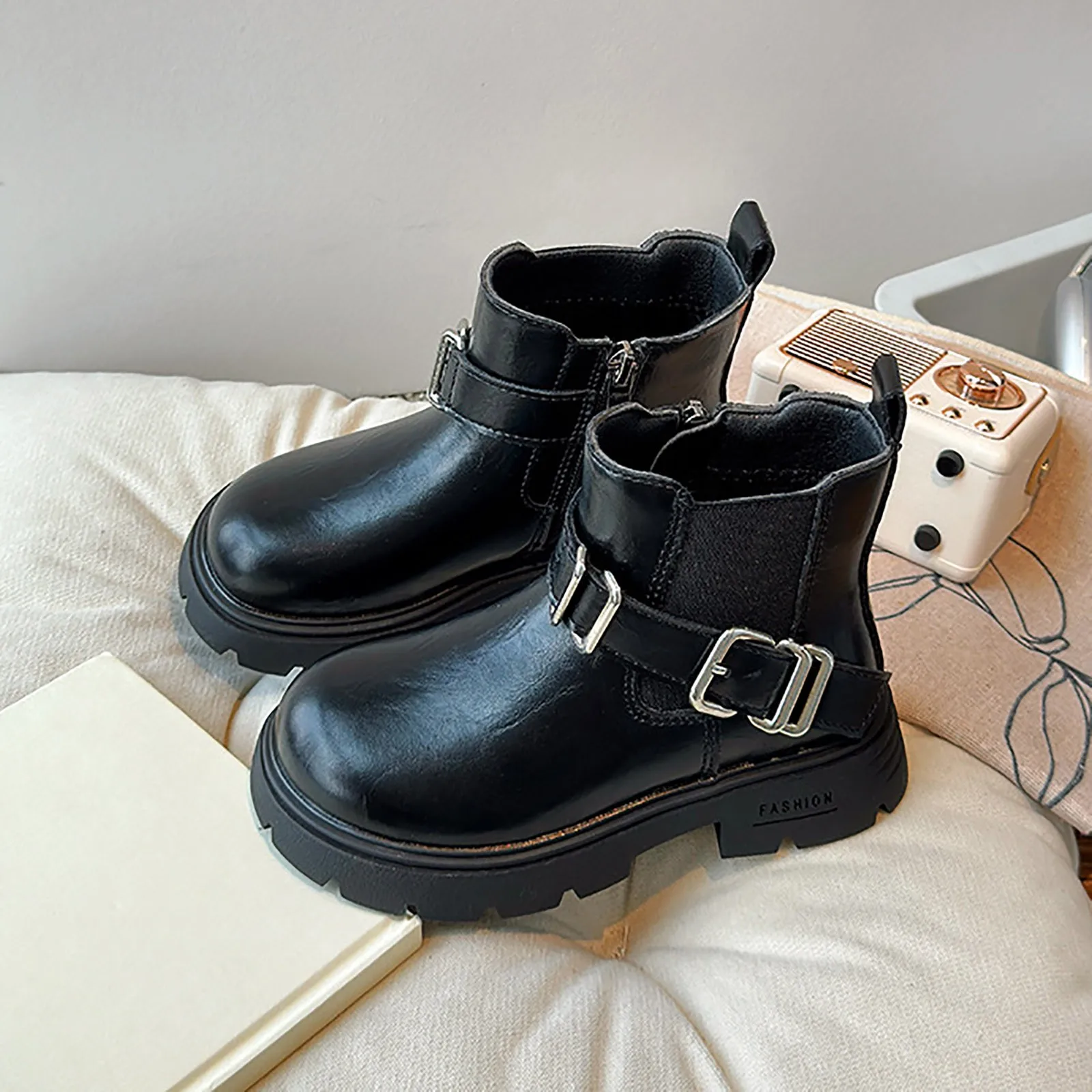 

Ботильоны для девочек, детские модные металлические простые однотонные модели до середины икры, маленькие короткие сапоги, зимние сапоги для девочек