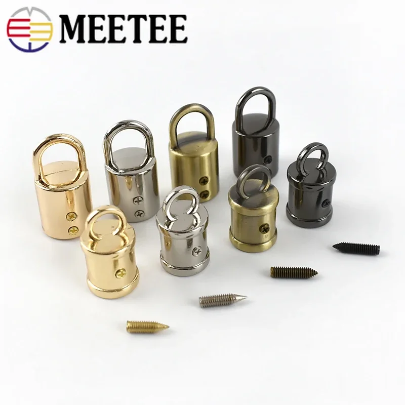 10Pcs Meetee Metal Clasp Buckles Handbag Strap Tassel Fringe Cap Connector Hanger Lether Rope Cord Lock DIY Hardware Accessories