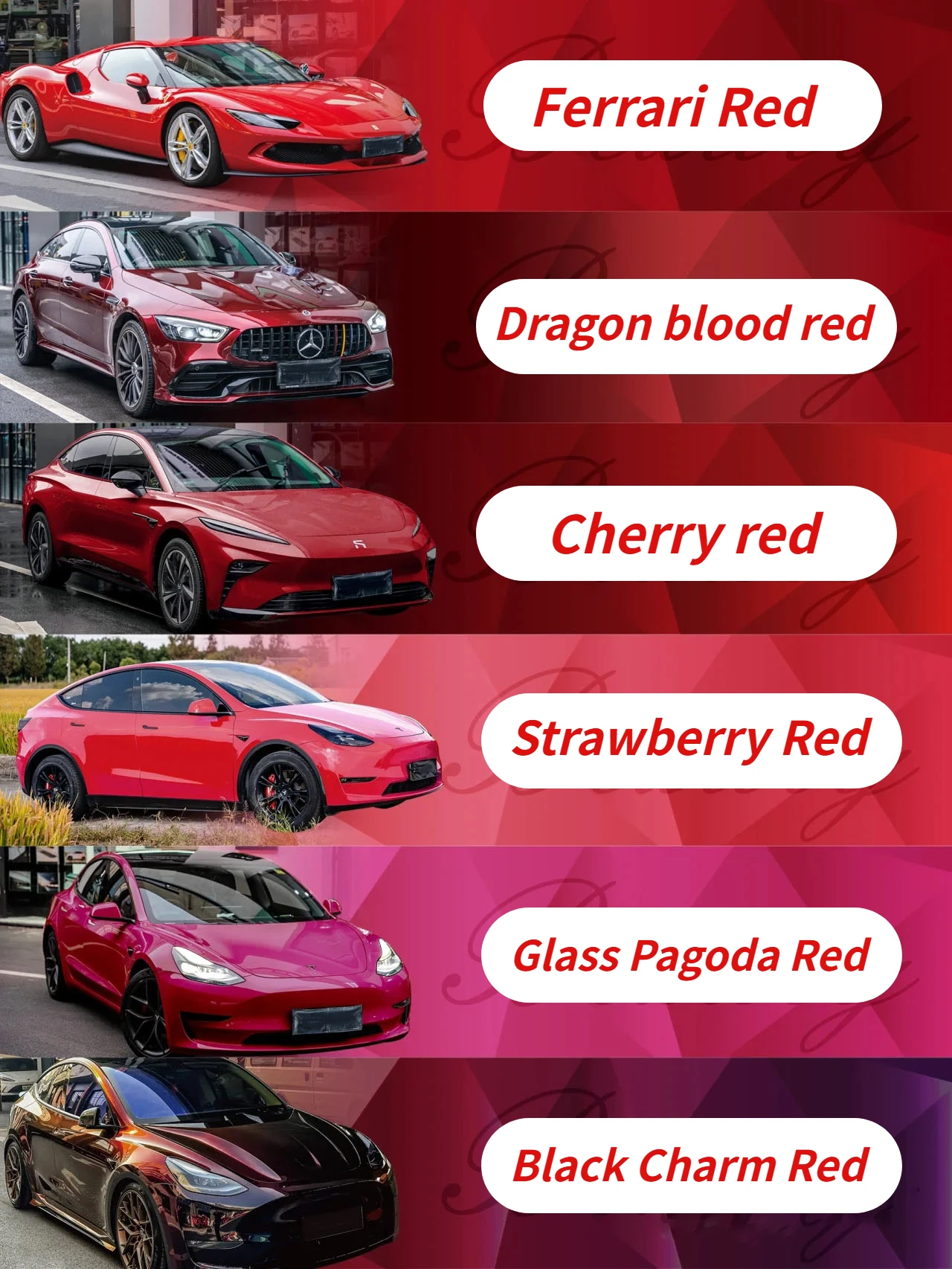 

Cars and motorcycles modified red color change film PVC car film PET full body film auto parts