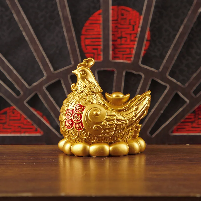 Golden Wealth-Bringing Ornament, Alloy Metal Craft, Home Decor, Animal, Office Rooster Zodiac Decoration