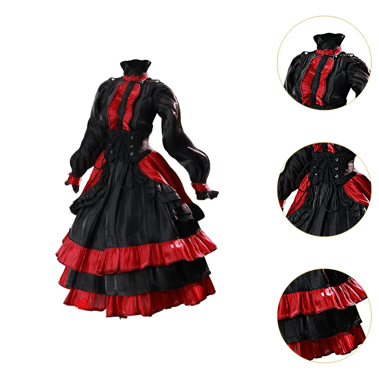 1/6 Female Action Figure Long Dress Miniature Clothing Gothic Evening Gown Dress