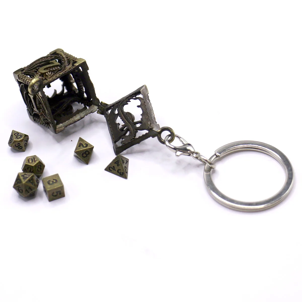 D6 Metallgehäuse + 7 Stück Metallwürfel-Set, tragbares Brettspiel-Würfel-Mini-Set, Gamer-Zubehör – Detail 11