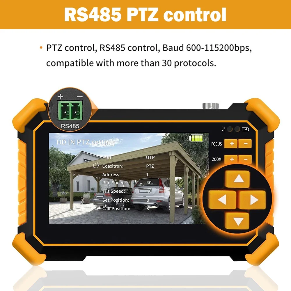 Securexpert 8MP 4.3 Inch HD Video Tester for TVI/CVI/AHD/CVBS PTZ Control Auto-Detect LED Light  Portable CCTV Installer Tool