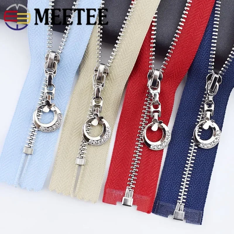 Meetee 2/5 sztuk 3 # metalowe zamki Close-End 20/30cm Open-End 40-70cm na zamek błyskawiczny do torby odzieży torebka Zip zestaw naprawczy materiał