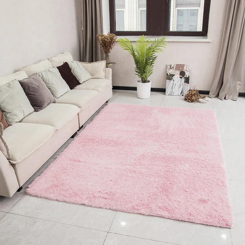 Tie-dye Solid Color Carpet For Modern Living Room Sofa Floor Mat Long Plush Rug Soft Fluffy Mats Kid's Bedroom Play Cushion Pink