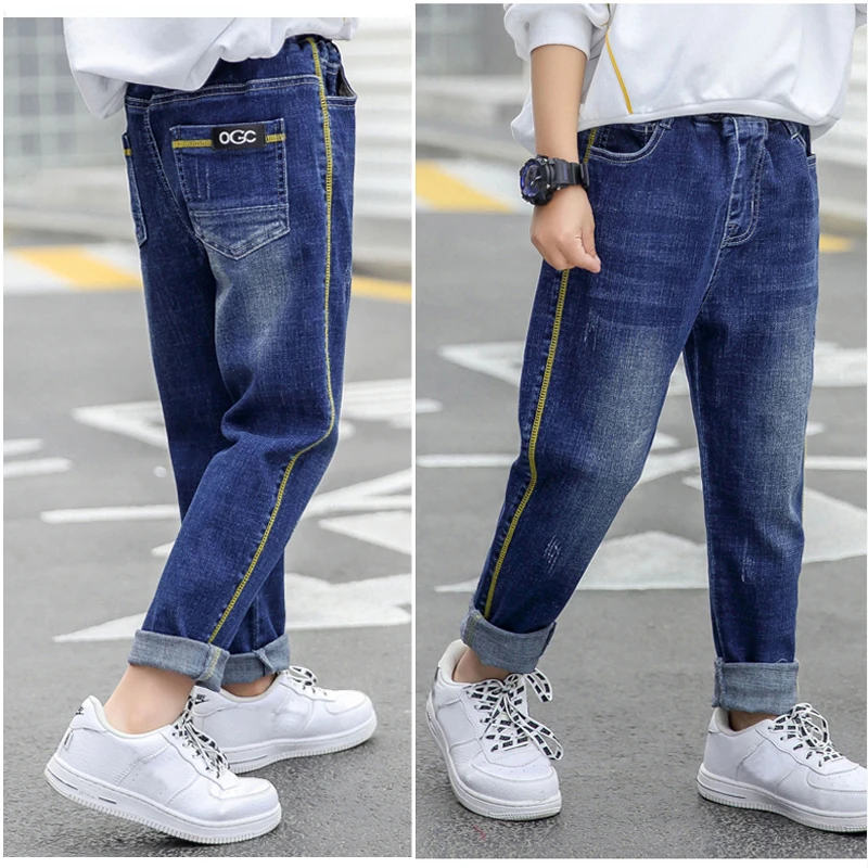 IENENS Boys Trousers Skinny Jeans Elastic Waist Pants 4-13 Years Kids Boys Denim Clothing Children Casual Wear Fashion Bottoms