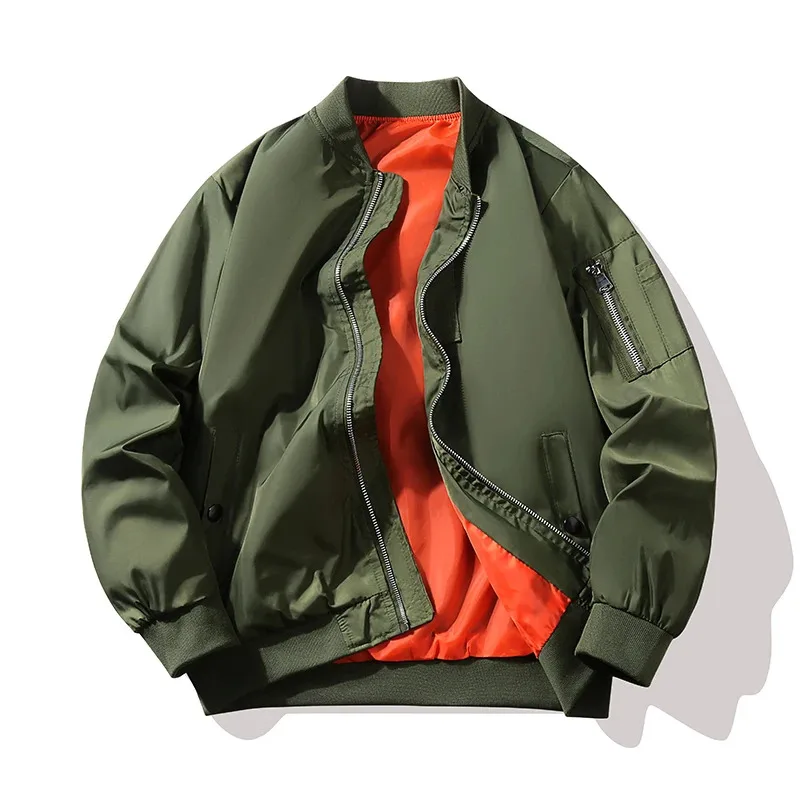 

Men's American Retro Pilot Jacket Spring Autumn Military Style Thin Baseball Jacket