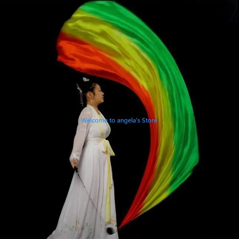 وشاح حريري للعب X4YC مع كرة Poi، شريط علم حريري Poi كرات تم رميها للرقص الشرقي للنساء والفتيات #2