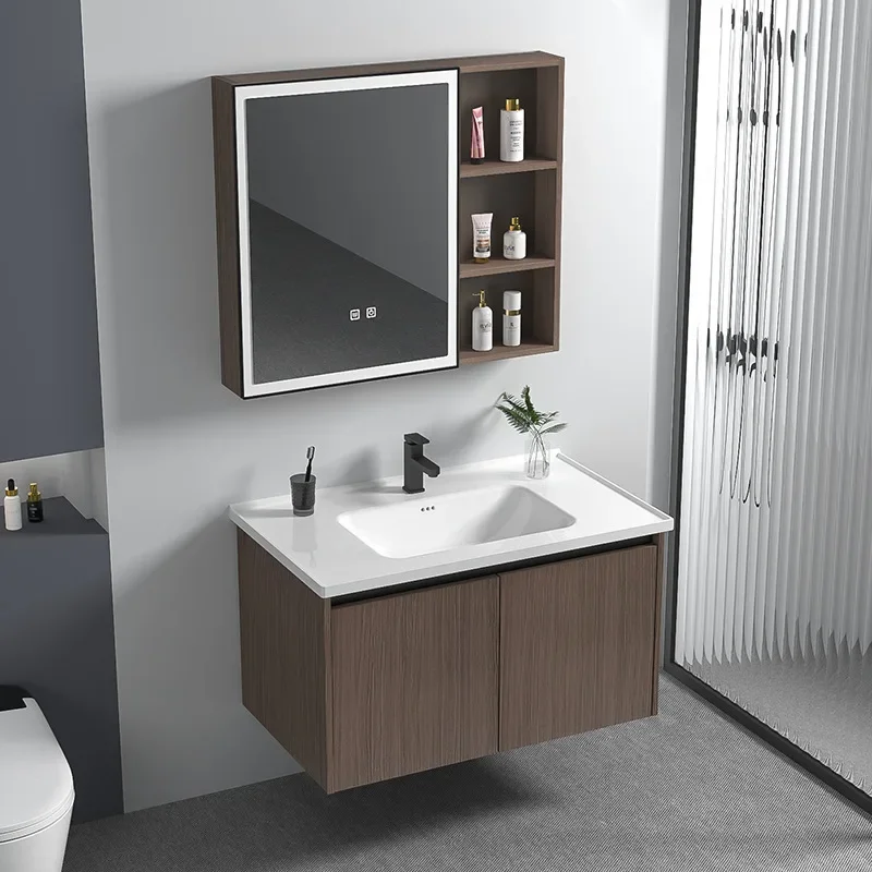 Modern Bathroom Cabinets with Sink Smart Mirror Integrated Ceramic Organization Storage Bathroom Vanity Bagno Home Furniture