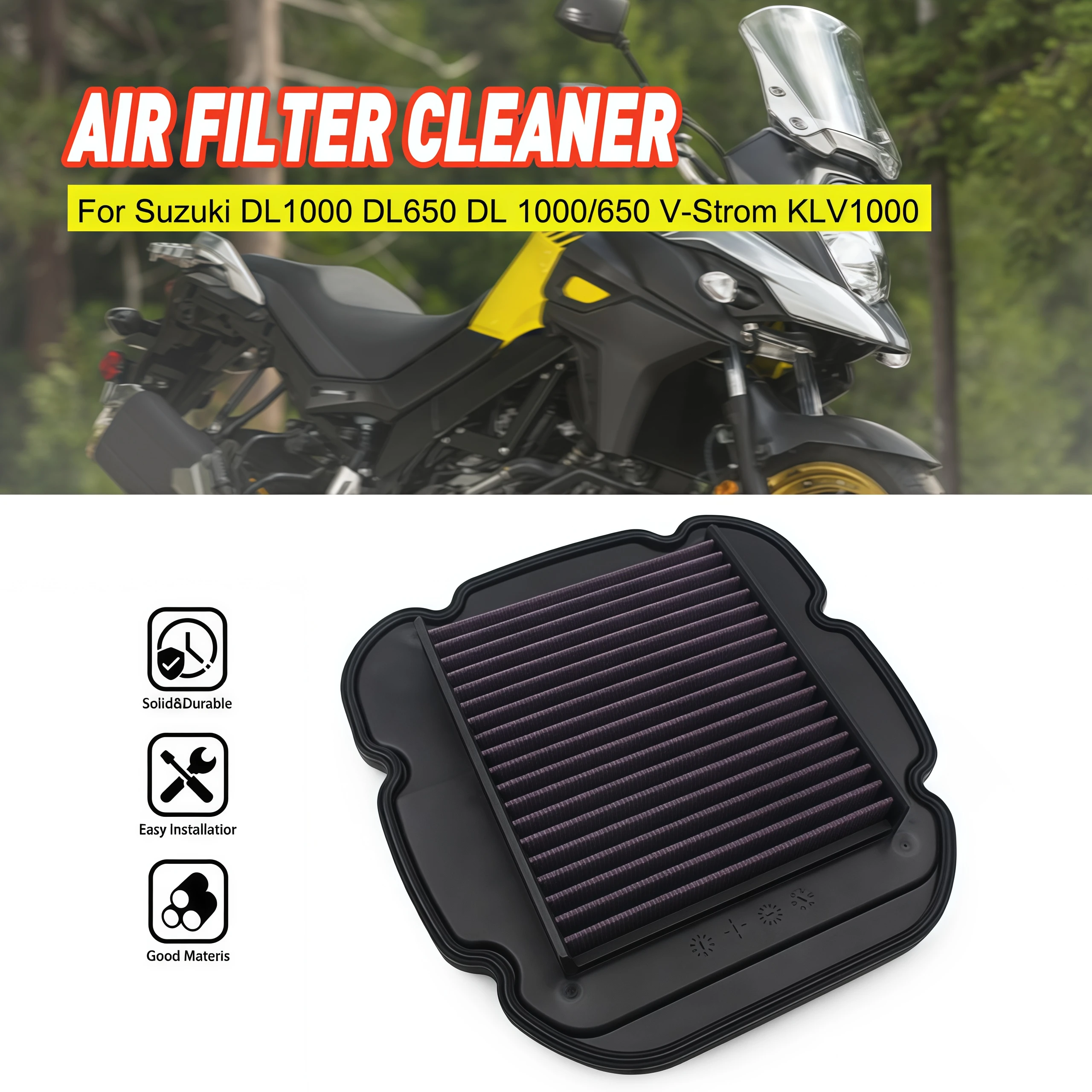 

Motorcycle High Flow Air Filter For Suzuki DL650 V-Strom 2004-2016 DL1000 V-Strom 2002-2015 Kawasaki KLV1000 2004 - 2006