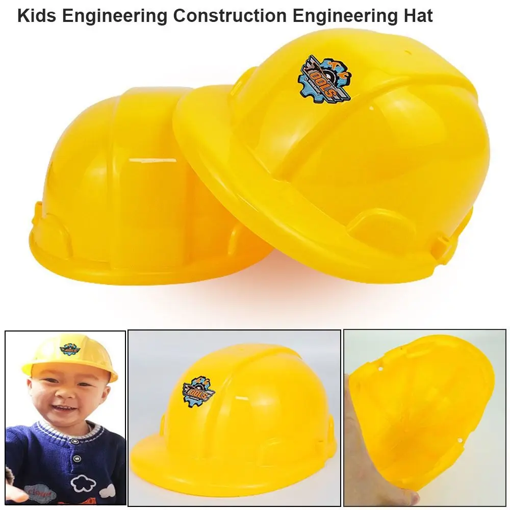 หมวกคนงานบ้านเล่นสีเหลืองพลาสติกอุปกรณ์ประกอบฉากคอสเพลย์เด็กวิศวกรรมก่อสร้างวิศวกรรมหมวกอุปกรณ์