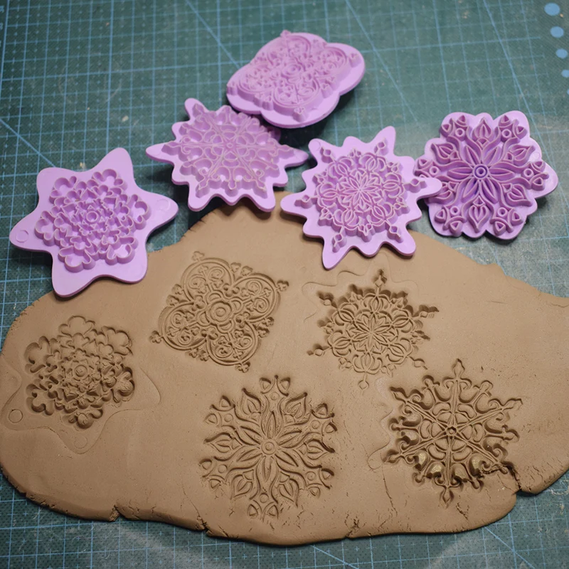 Tampon de poterie Mandala à faire soi-même, Texture d'argile, sceau de gaufrage pour bijoux en argile polymère et conception artisanale en céramique, fournitures de loisirs