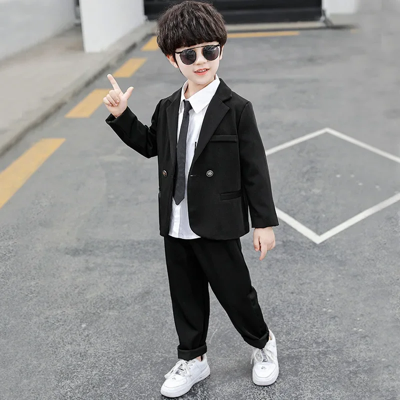 Infants Boys Suits Weddings Spring Autumn Casual Blazers Jacket Pants 2pcs Teenage School Uniform Piano Costume Kids Clothes