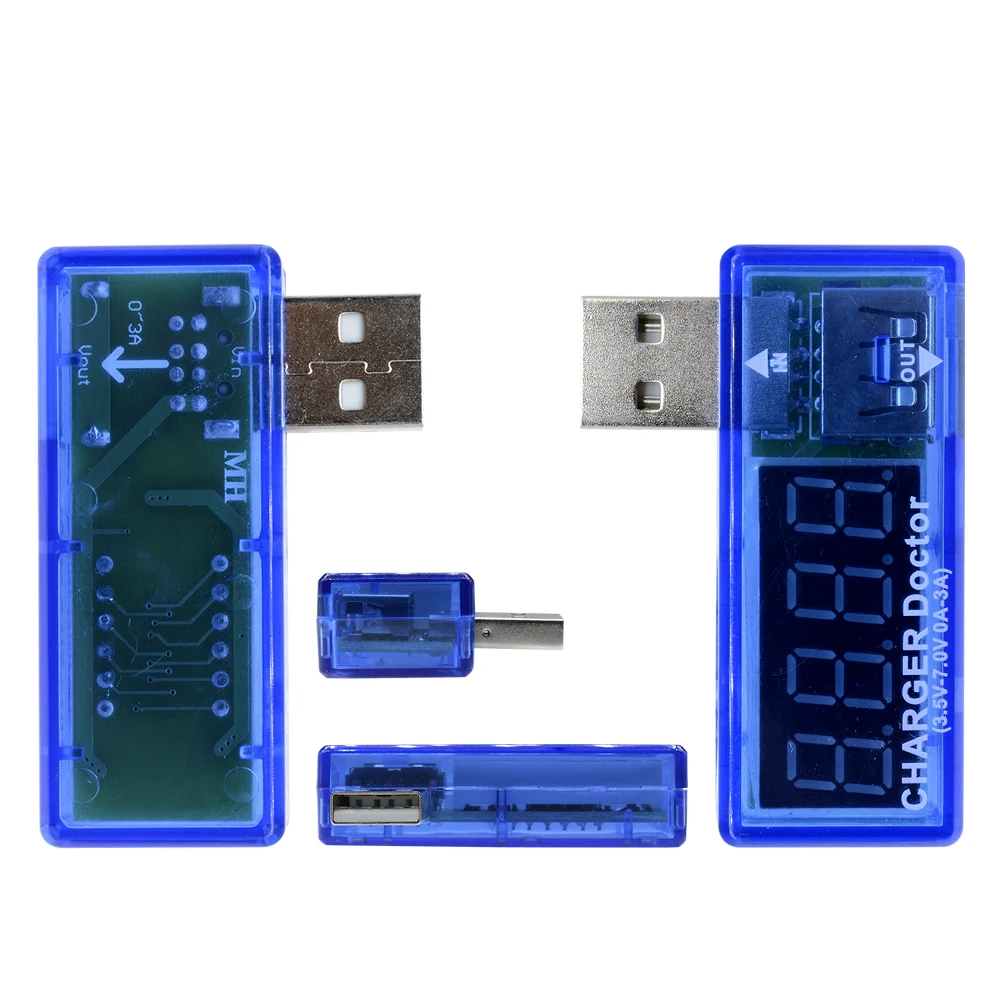 Digitale Usb Mobiele Power Opladen Stroom Spanning Tester Meter Mini Dc 3.3-7.5V 0A-3A Charger Voltmeter Amperemeter Turn transparante