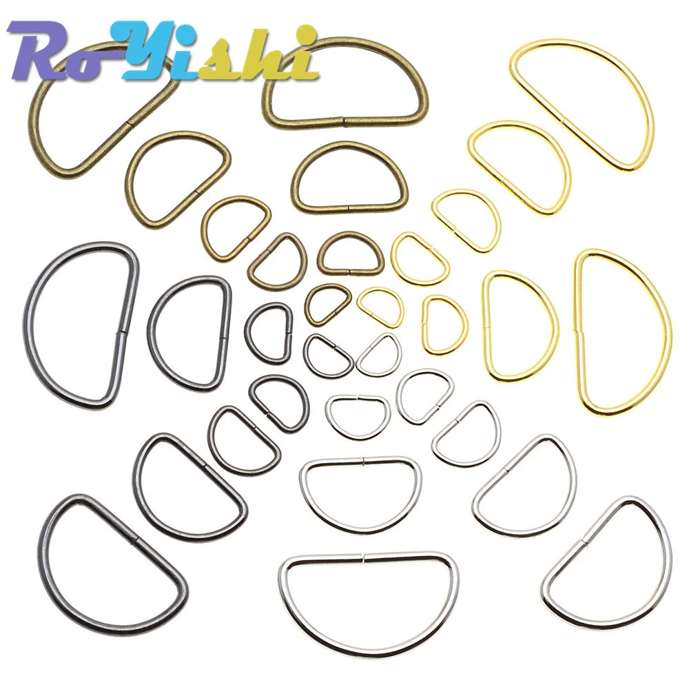 10 Pcs/Pack Non-Welded Nickel Plated D Ring Semi Ring Ribbon Clasp Knapsack Belt Buckle