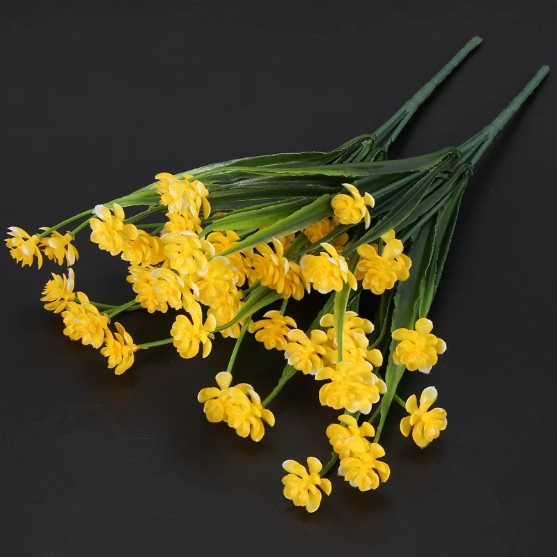 8Pcs Artificial Flowers Outdoor Uv Resistant Plants, 8 Branches Faux Plastic Greenery Shrubs Plants Indoor Outside Hanging Plant