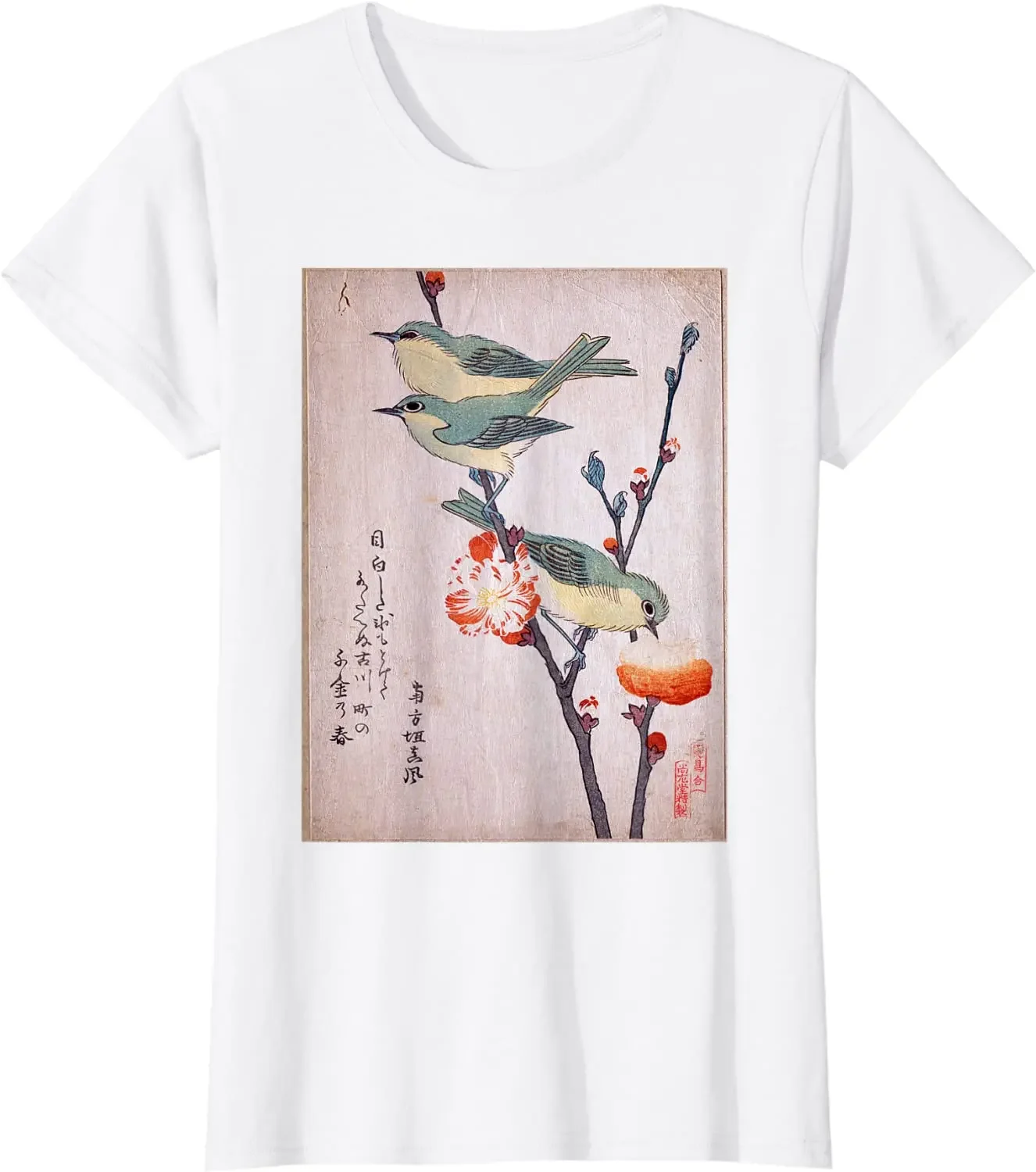 

Japanese Art Birds on Cherry Blossom Classic T-Shirt Cotton Casual Four Seasons Daily Tees Streetwear Hombre Aesthetic Shirts