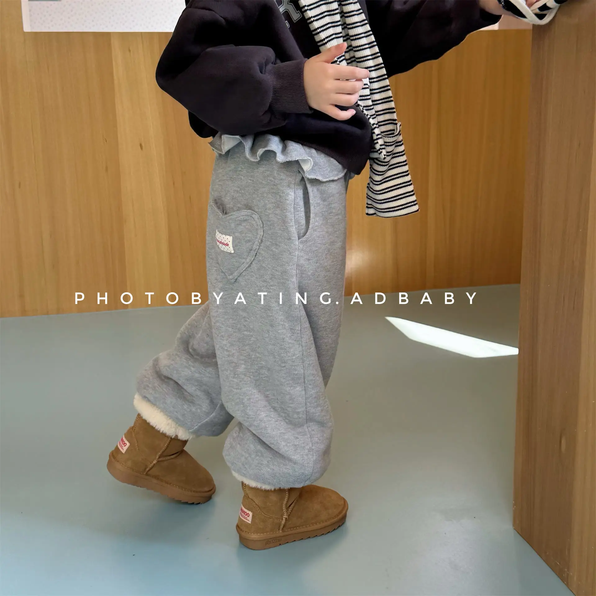 2025 شتاء جديد الأطفال الصوف السراويل الفتيان الفتيات القلب حزمة سراويلي حريمي الاطفال سراويل تقليدية دافئة الطفل زائد المخملية السراويل السميكة #3