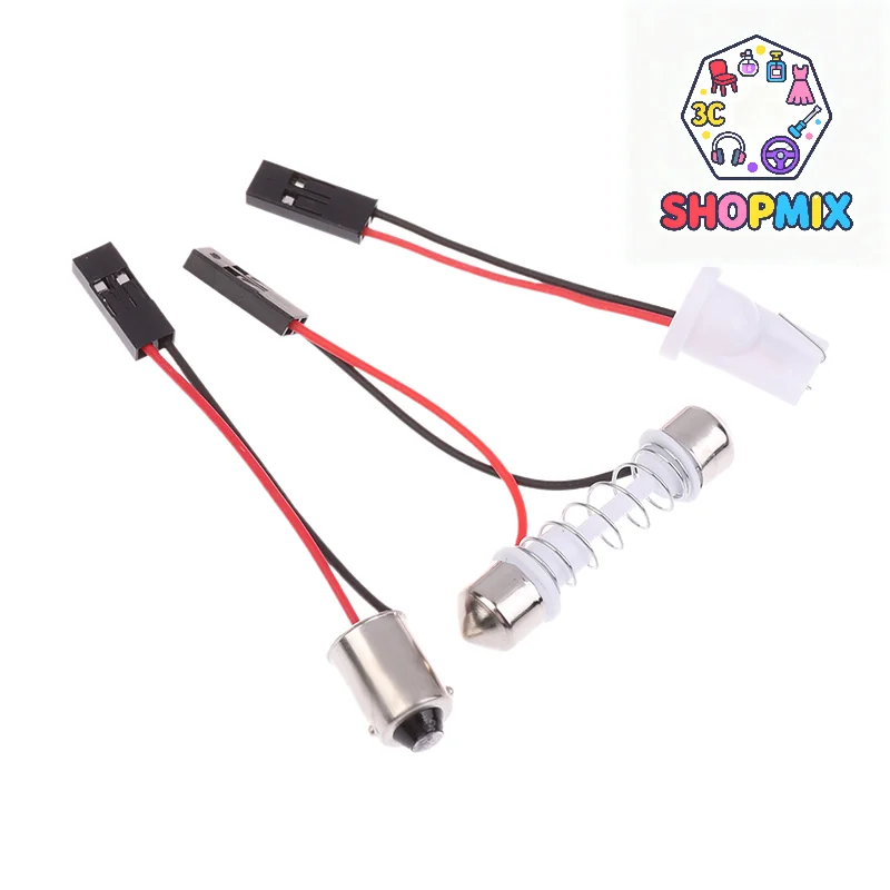 10Pcs Adapter For Car Light Led Panel Stop Lamp Car Interior Dome Bulb T10 BA9S T4W Festoon To Pink Connector Wire Cables