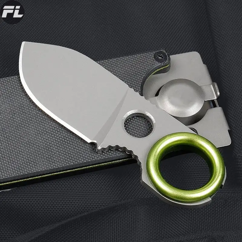 Mini cuchillo de hoja fija para exteriores, cuchillo recto multifunción, llavero de tarjeta de succión, cuchillo de bolsillo Edc para hombres