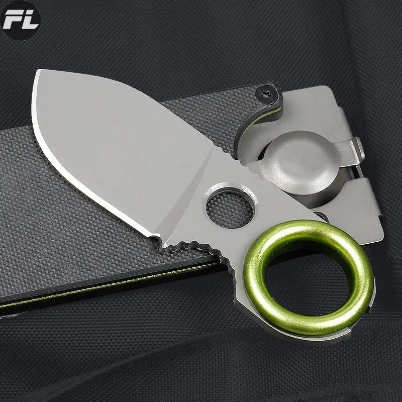 3.5 Inch EDC Portable Pocket  With Straight Knife Suction Card Mounted Keychain Pocket Knife Carrying Knife All Steel