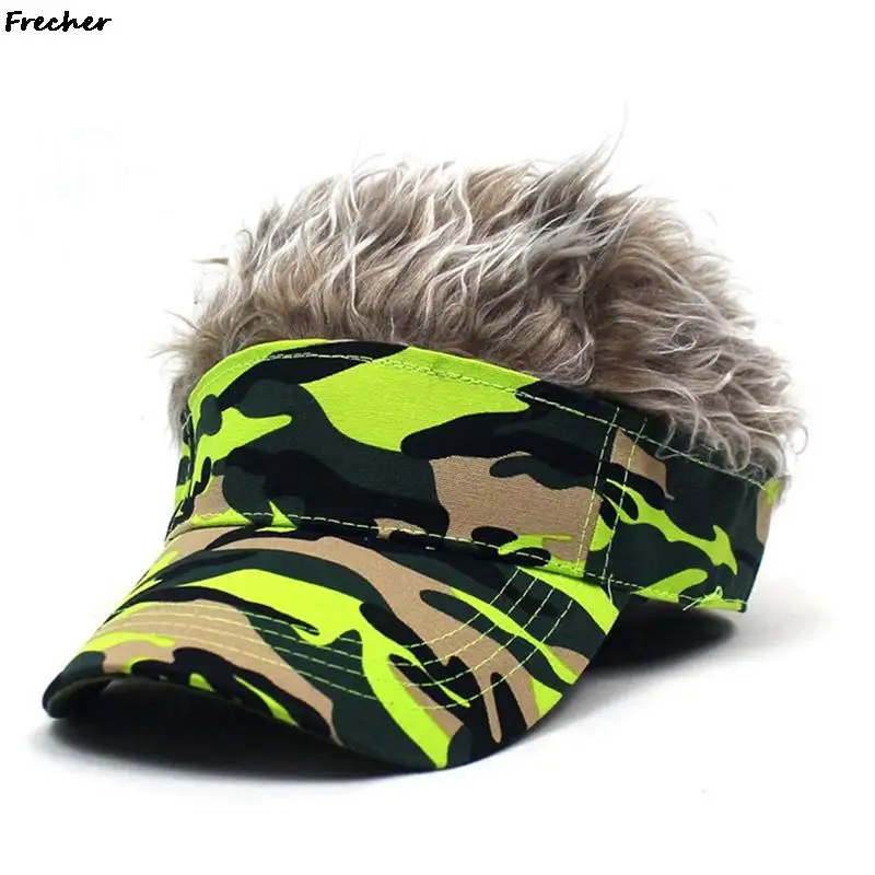 Tactical Camo Caps Wig Baseball Cap Color Hair Integrated Visors Hat Men Women Street Dance Hats Winter Spring Army Gorras