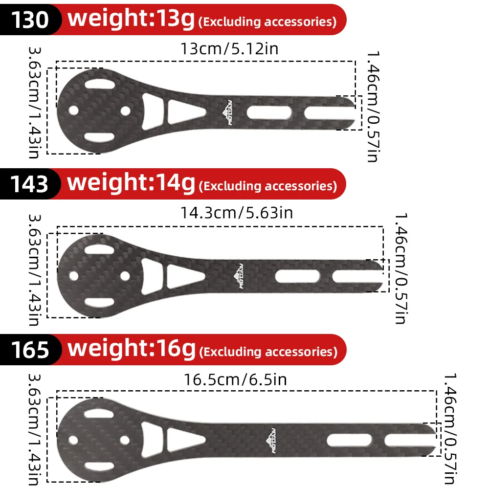 MOTSUV-soporte para cronómetro de bicicleta, fibra de carbono, GPS, soporte para ordenador, cronómetro de ciclismo para Garmin Bryton, pieza de 130/143/165mm