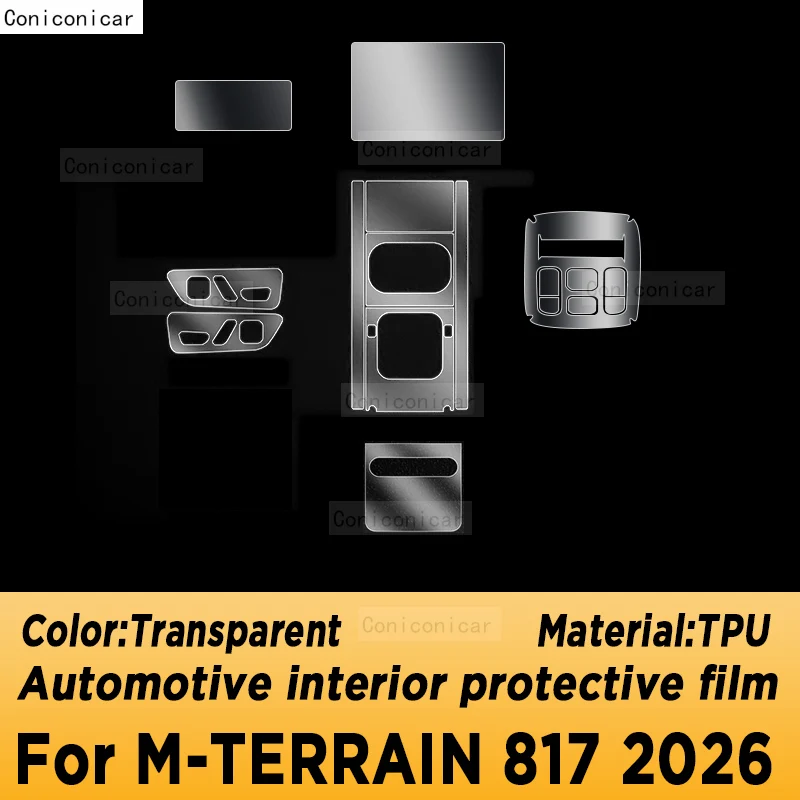For M-TERRAIN 817 2026 Automotive Interior Screen Protective Film TPU Anti-Scratch Panel Dashboard Navigation