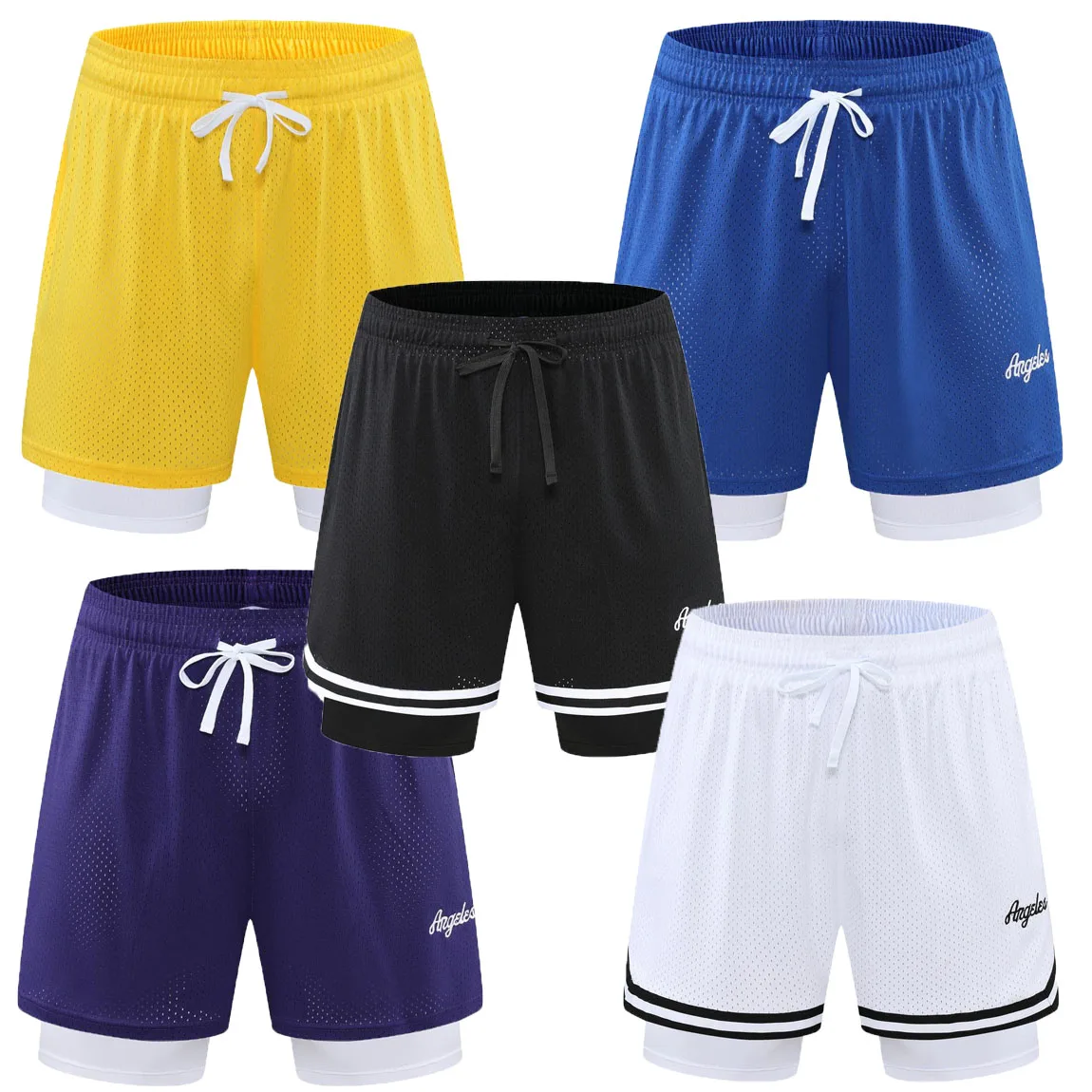 

New Basketball Sport Short Double-decker fitness Bottoms gym workout mesh tight-fitting shorts for men Sportswear 2024 Custom
