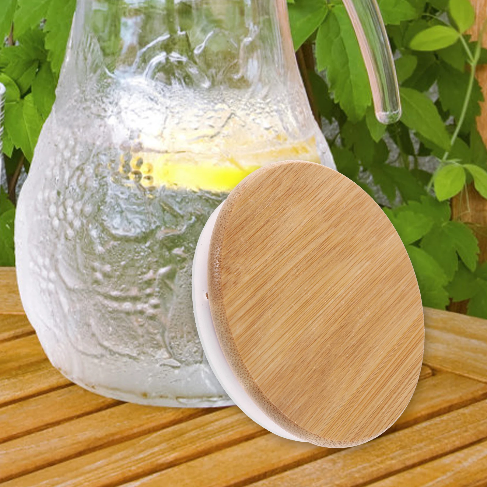 

Bamboo Water Pitcher Lid Replacement Glass Jug Cover Household Kettle Seal Long-Lasting Easy Clean Compact Design