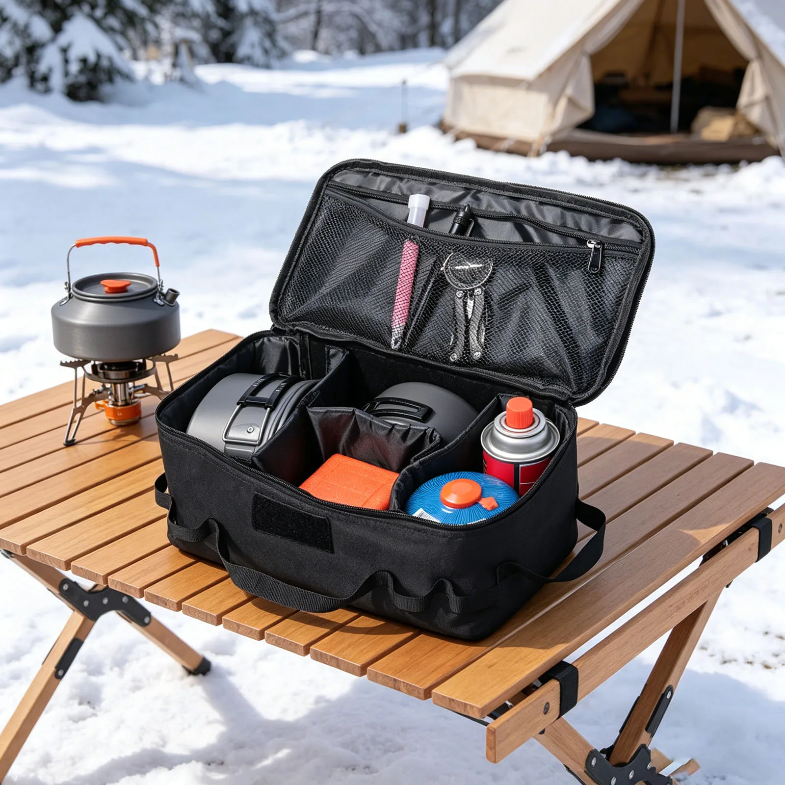 Bolsa de Almacenamiento para Camping, Anticolisión, Multifuncional, Bolsa Táctica de Transporte, Bolsa para Herramientas y Clavos de Tierra, Bolsa a Prueba de Golpes para Utensilios de Cocina
