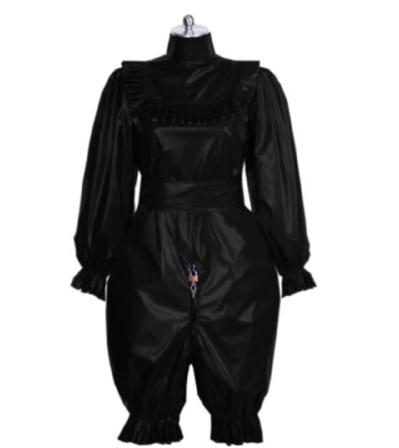 New Hot Selling Girl Adult Sissy Lockable Bodysuit Long Sleeve Shorts PVC Dress Cos Crossdresser Party Set Customization