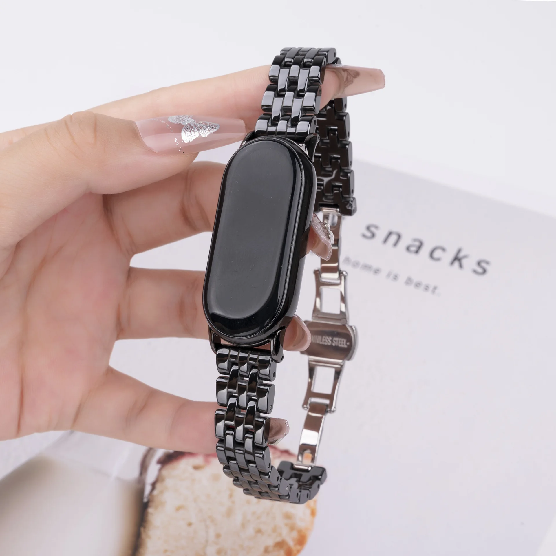 Ceramic Band For Xiaomi Band 9 8 Smart Watchband butterfly buckle Replacement Bracelet for Xiaomi Mi Band 8 9 Strap Accessories