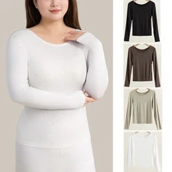 1pcs Women Autumn Long-sleeved T-shirt Thin Thermal Underwear Top Plus Size Round Neck Slim fit warm Underwear